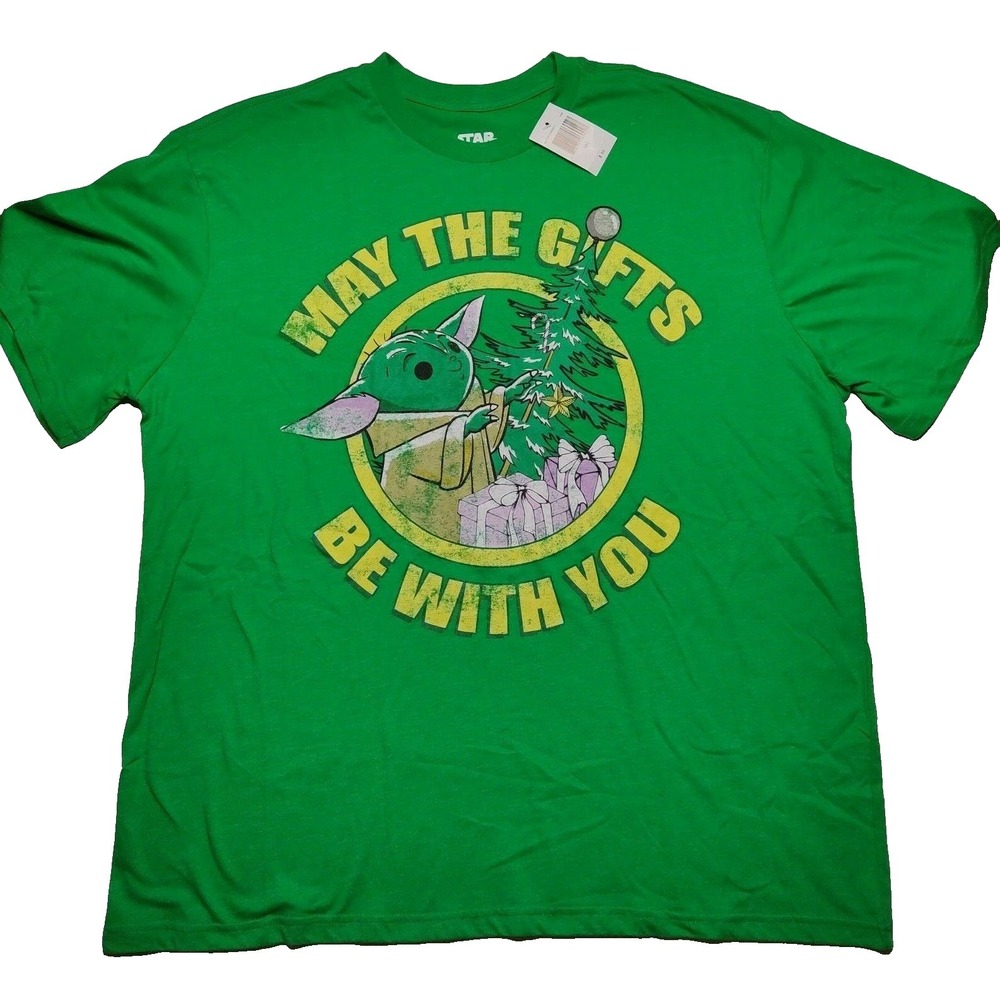 Star Wars GROGU Baby Yoda MAY THE GIFTS BE WITH YOU Men 3XL Christmas Tee NEW